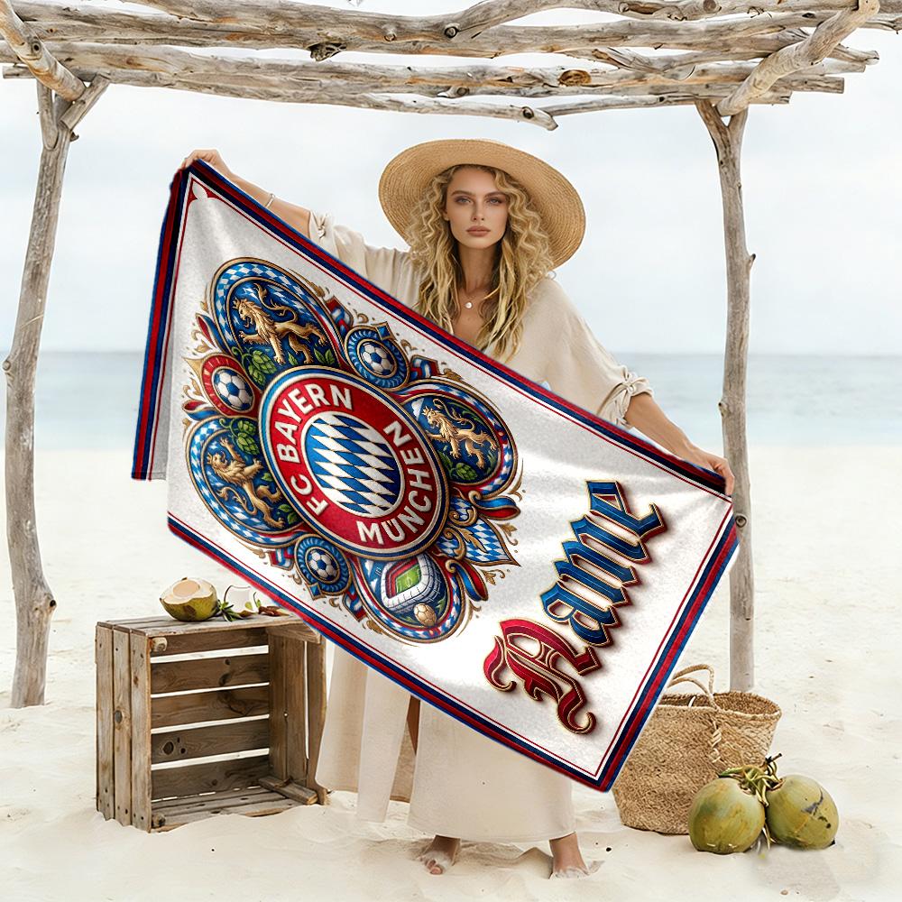 Dynamic Soccer Celebration Customize Your Name Beach Towel Soft Durable Quick-Dry