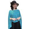 Summer Shawl V-Neck Buttons Placket Lightweight Sun Protection Versatile Beach Shawl Solid Color Vacation Sunscreen Shawl