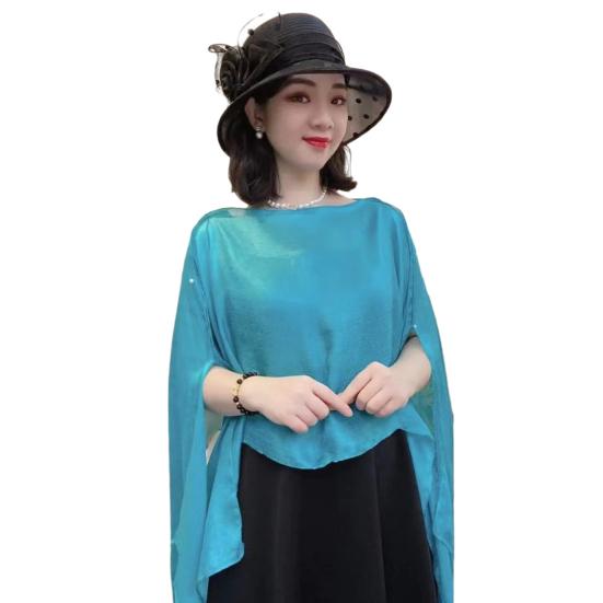 Summer Shawl V-Neck Buttons Placket Lightweight Sun Protection Versatile Beach Shawl Solid Color Vacation Sunscreen Shawl