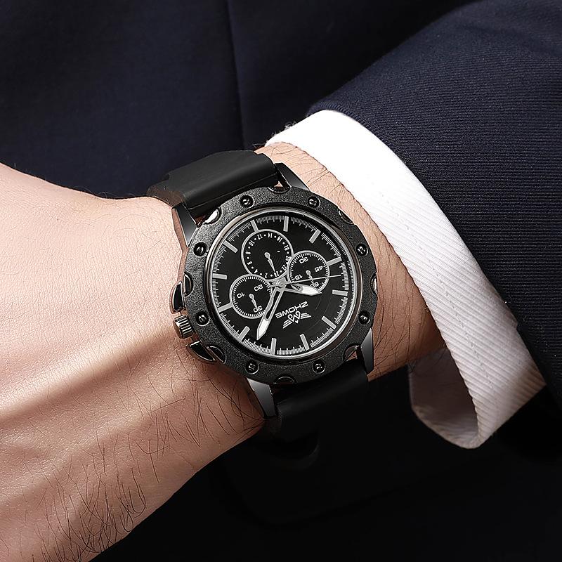New Three-Eye Wormhole Silicone Quartz Men s Sports Wristwatch