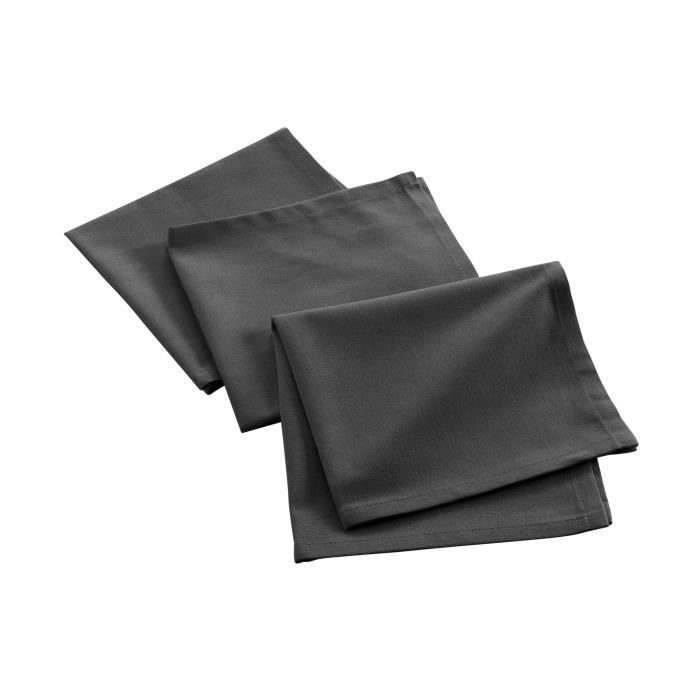 Serviettes de table - MISTRAL - Grand Mistral - Coton recyclé - 40x40 cm - Anthracite