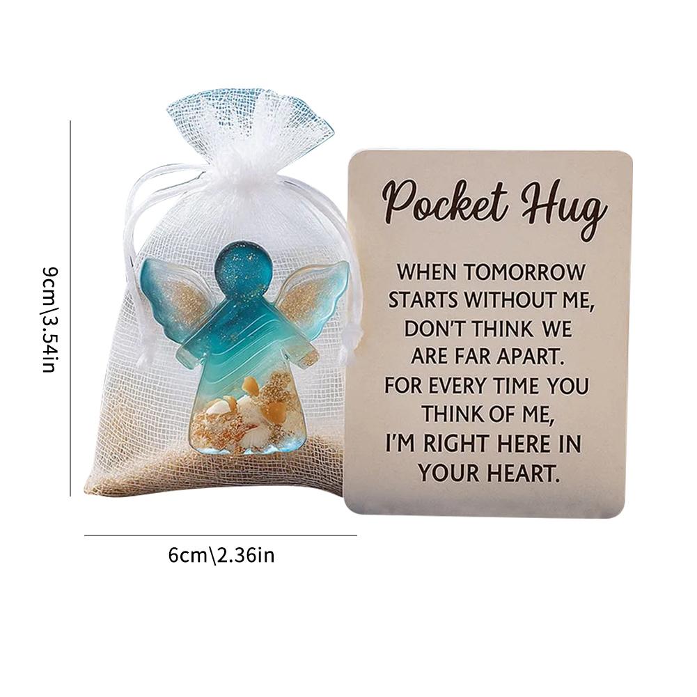 1-3Pcs Mini Resin Angel Pocket Hug with Encouragement Card Cute Birthday Gift Sentimental Present for Friends And Family
