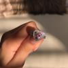 Pink Heart Zircon Platinum-Plated Ring for Women - European & American Style