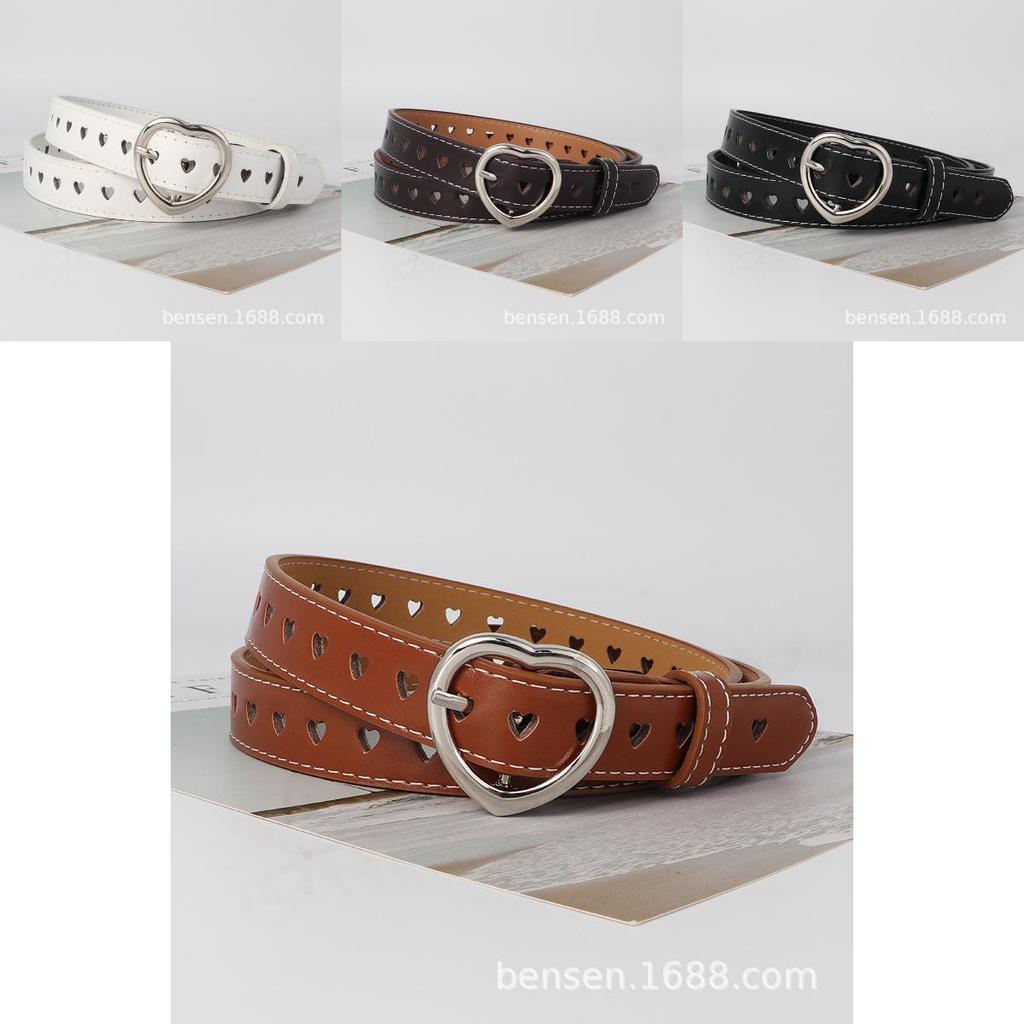 Chic Pu Leather Women's Belt With Trendy Heart Buckle And Versatile Colors For Summer