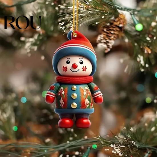 Ornamental Tree Decorations Christmas Ornaments Cartoon Snowman/Santa Xmas Hanging Decoration Holiday Unique Gifts Acrylic Decor for Valentine's