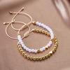 Artificial Pearl Beaded Bracelet With Geometric Oval Design For Womens Fashion Accessory