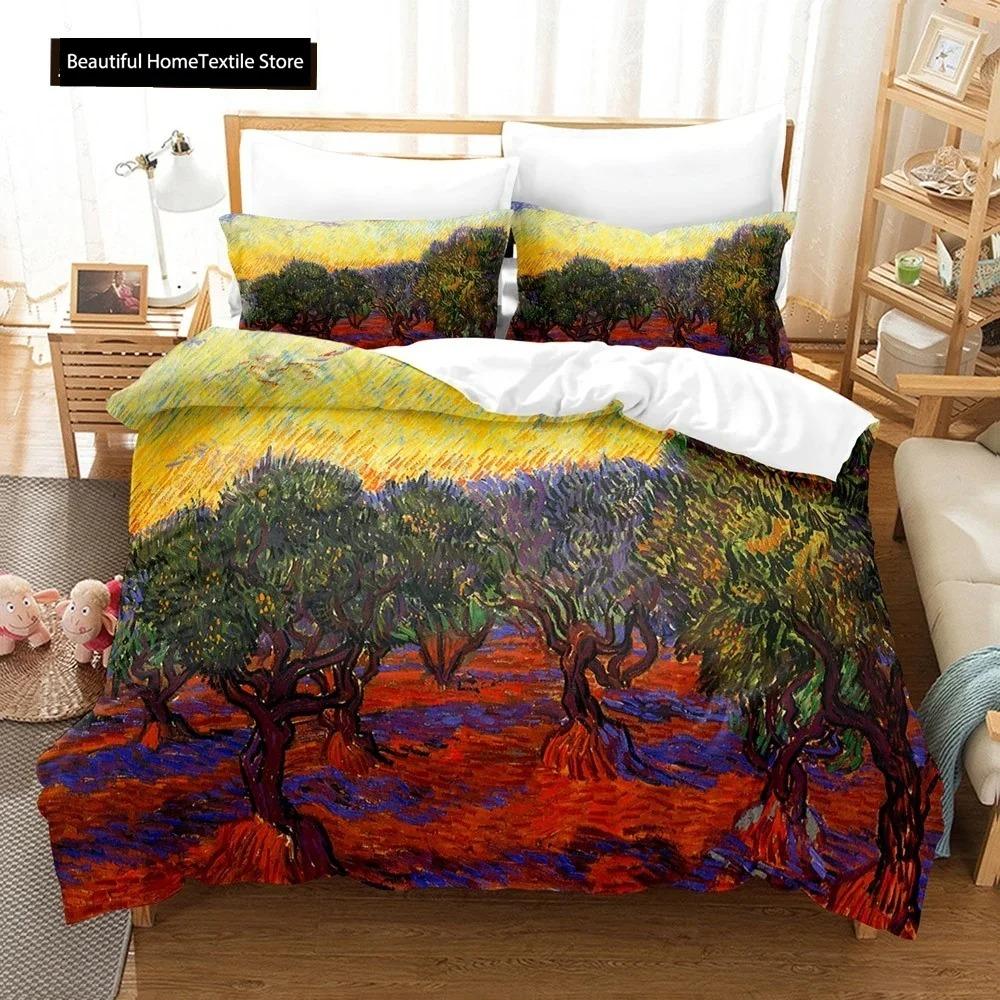 Abstrakt Van Gogh Oljemålning Påslakanset King Queen Storlek Täcke Överdrag För Barn Pojkar Flickor Tonåringar Polyester Sängkläder