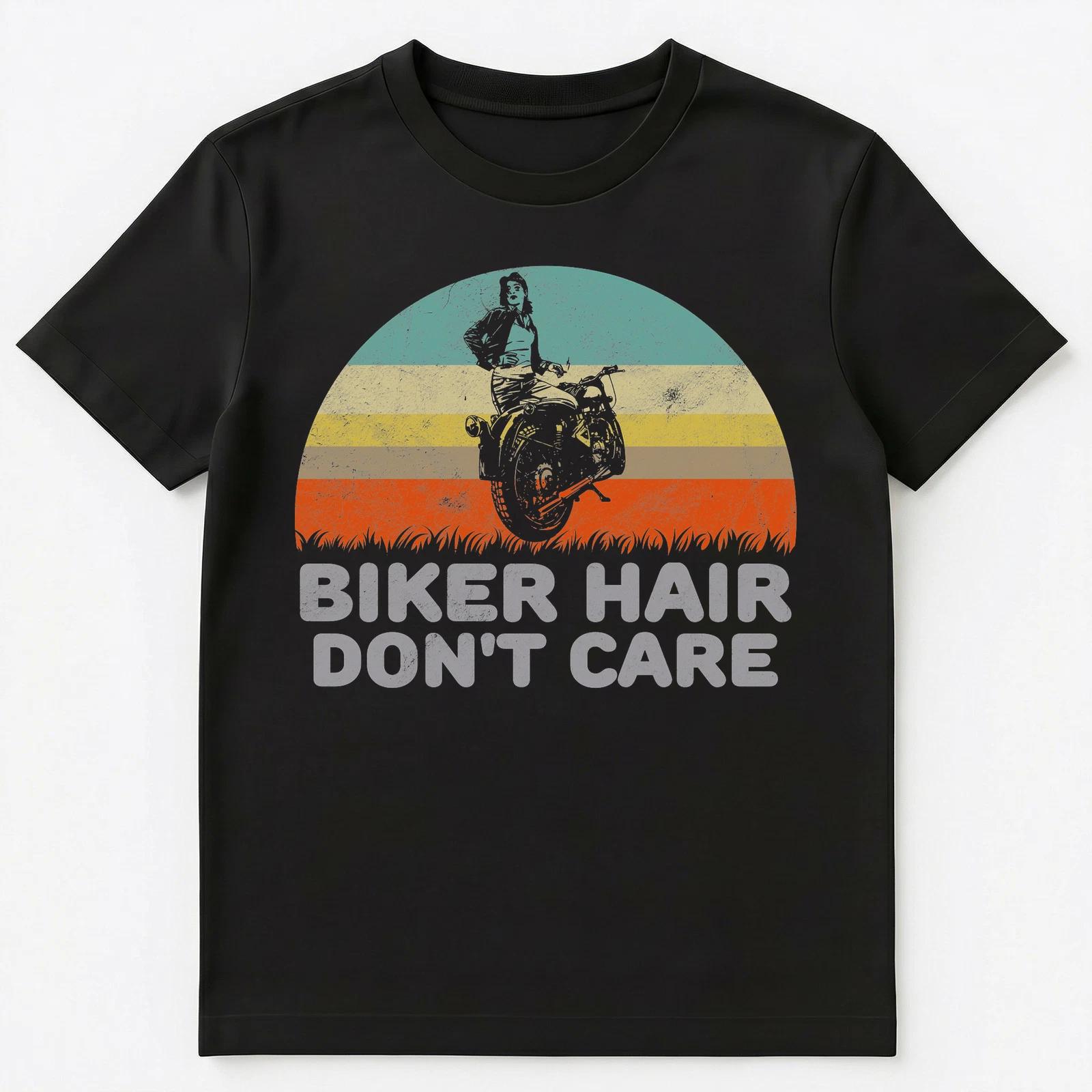 Funny Biker Hair Dont Care Retro Style T Shirt Unisex T-Shirt M