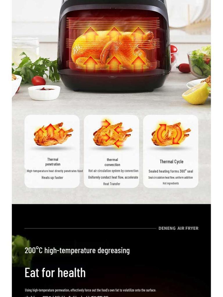 Smart Dual-Basket Air Fryer Oven: Large-Capacity, Oil-Free, Multi-Functional Model for Effortless French Fries Cooking.