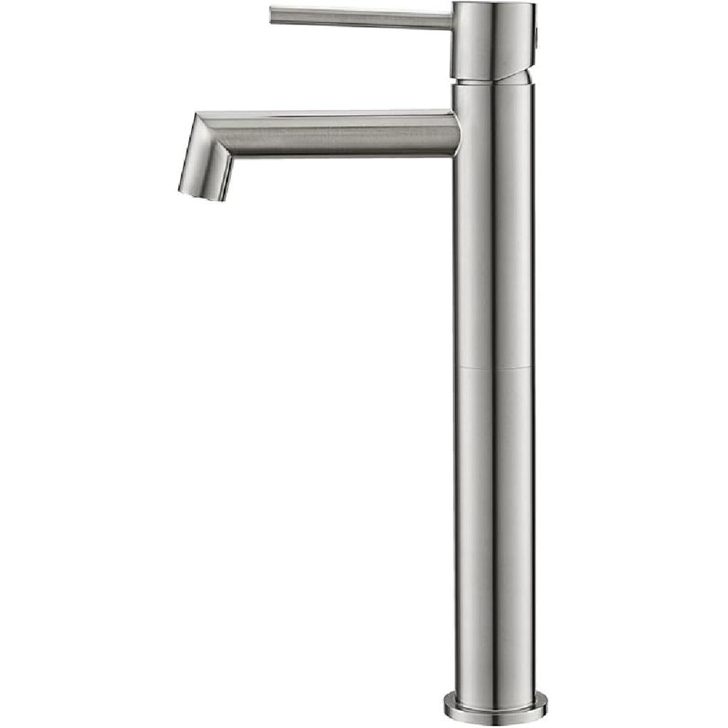 Brushed Gold Bathroom Faucet with Plastic Pop Up Drain, 6.25'' Metal Escutcheon and Supply Lines, Single Handle Stainless Basin Mixer Tap, Modern