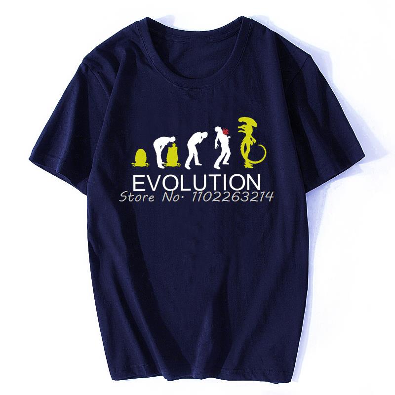 Mann Frau Mode T-Shirt Lustige Evolution von Alien Herren Sci-Fi- T-Shirt Herren Freizeit Tops Männlich Sommer Übergroßes T-Shirt Ropa