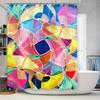 Colorful Geometric Pattern Shower Curtain for Bathroom Decor Printed Polyester Fabric with Eyelet Rings