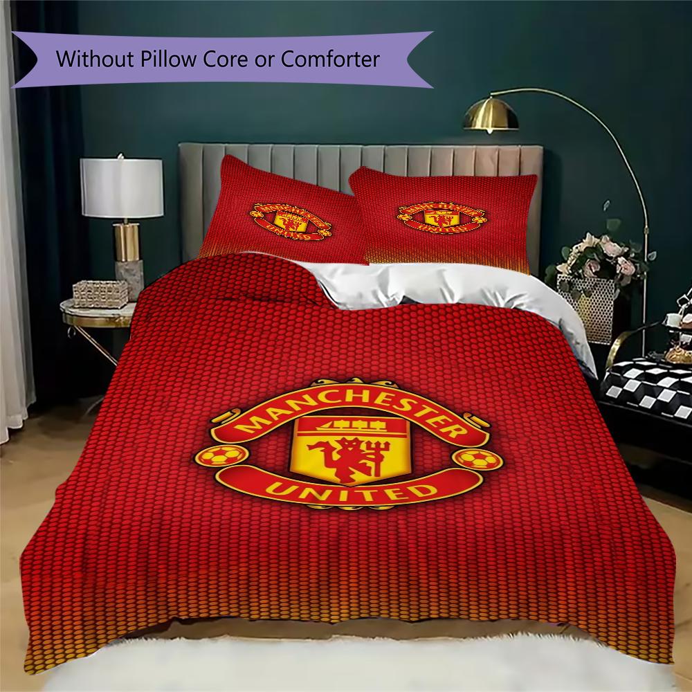 Manchester Unitedaa Pattern Bedding Uilt Set Uilt Cover Pillowcase Home Decoration Birthday Gift (1 * Duvet Cover + 2 * Pillowcase Without Core)