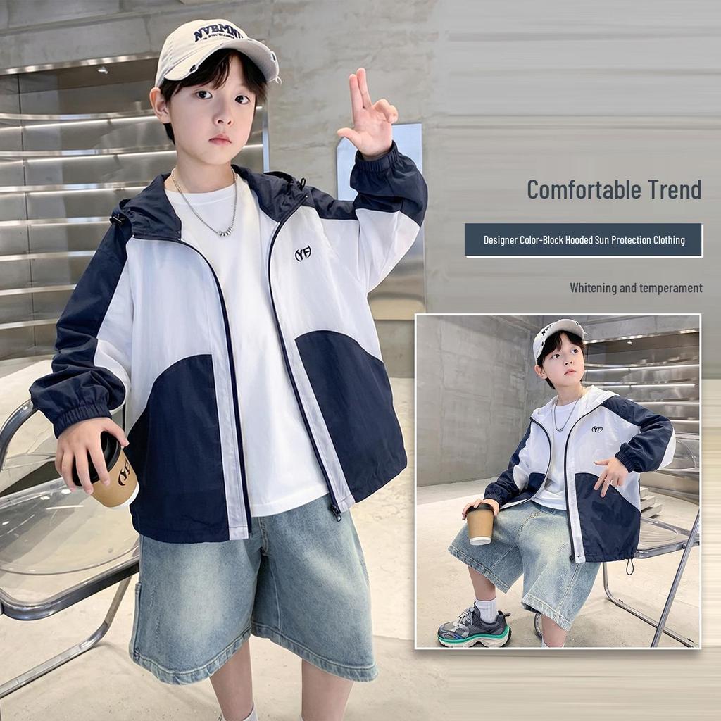 Boys' Lightweight Summer Sun Protection Clothing - Ultra-Thin, Breathable, Quick-Drying for Medium & Large Children, Trendy 2026 Style