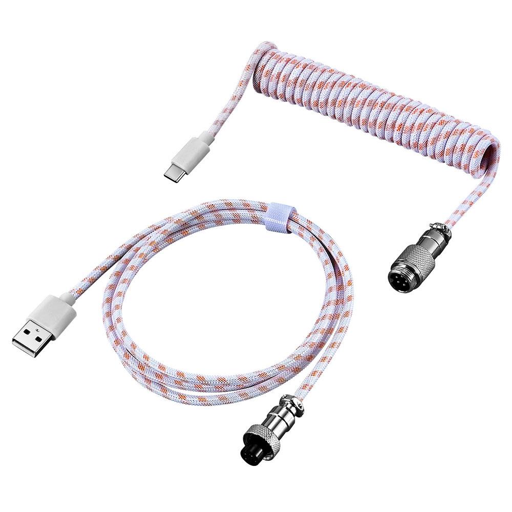 Mechanical Keyboard Aviator Adapter Coiled Cable Type C Phone Charging Cord USB Keyboard Aviation Connector Wire for Desktop PC