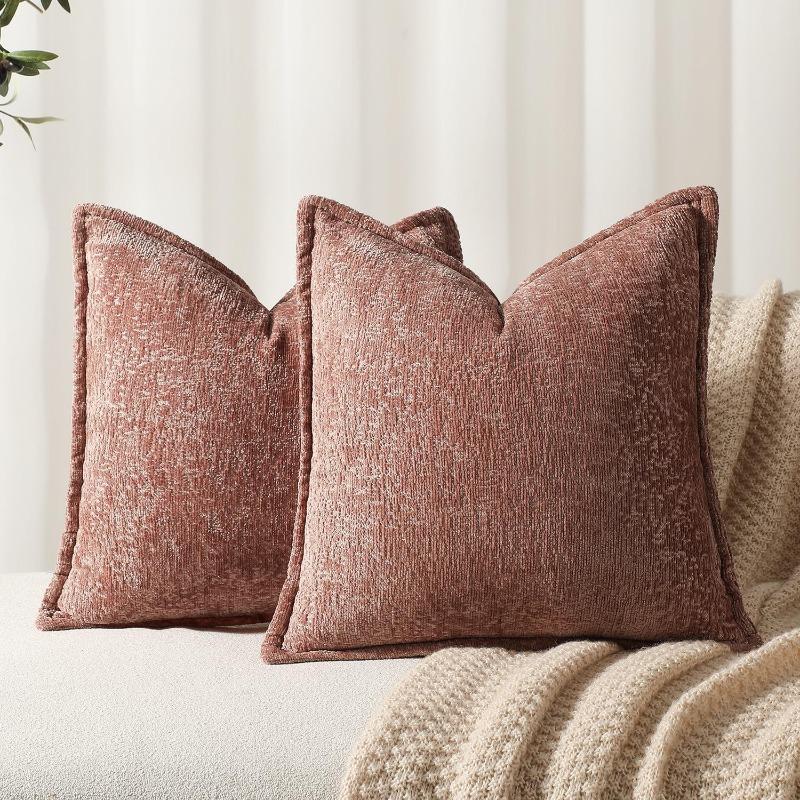 Soft Solid Color Chenille Pillow Hotel and Homestay Cushions Home Sofa Bed Decoration Pillow Thicken Wear-resistant Removable and Washable Pillowcase
