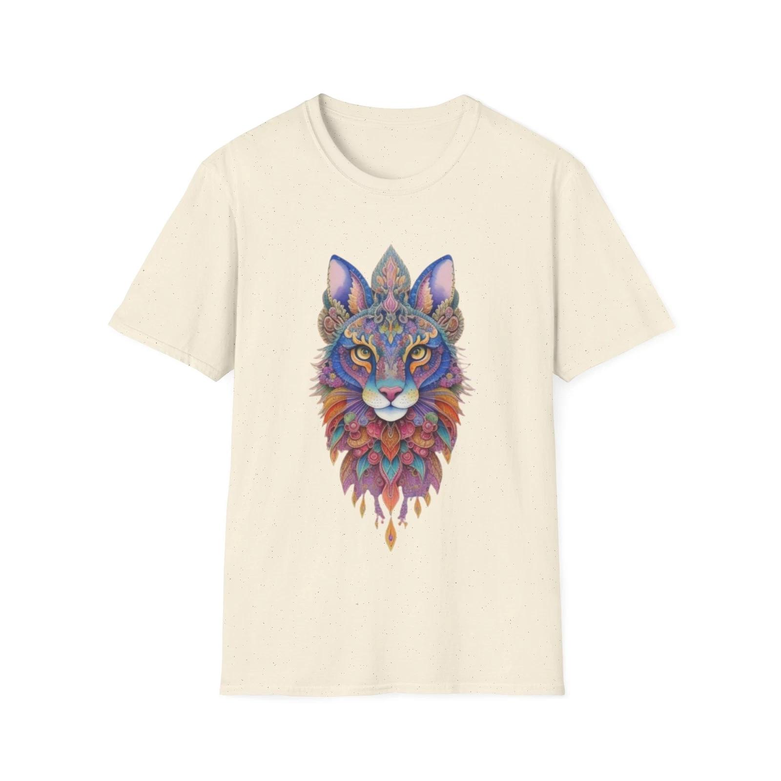 Psychedelic Cat T shirt, Colorful Graphic Tee, Trippy CaT shirt, Cat Lover Gift M