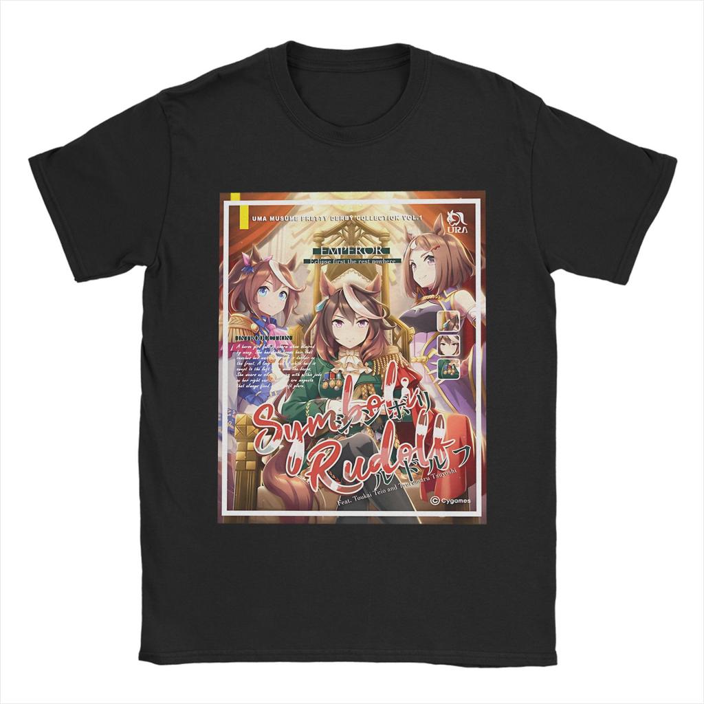 Uma Musume Mejiro McQueen T-Shirt Men's 100%Cotton Tops Vintage Crewneck Short Sleeve