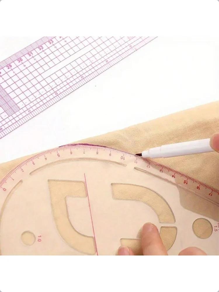 Empire Sewing Ruler and French Curve, Used for Pattern Making Drafting, Transparent Plastic Fashion Designer Ruler Pieces Assemb