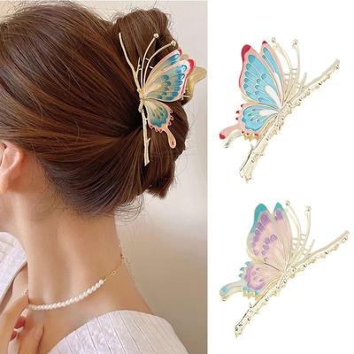 Pinzas para el pelo de mariposa pintadas a mano estilo vintage, pinzas para el pelo de lujo para mujer y niña, accesorios para el pelo de moda LM