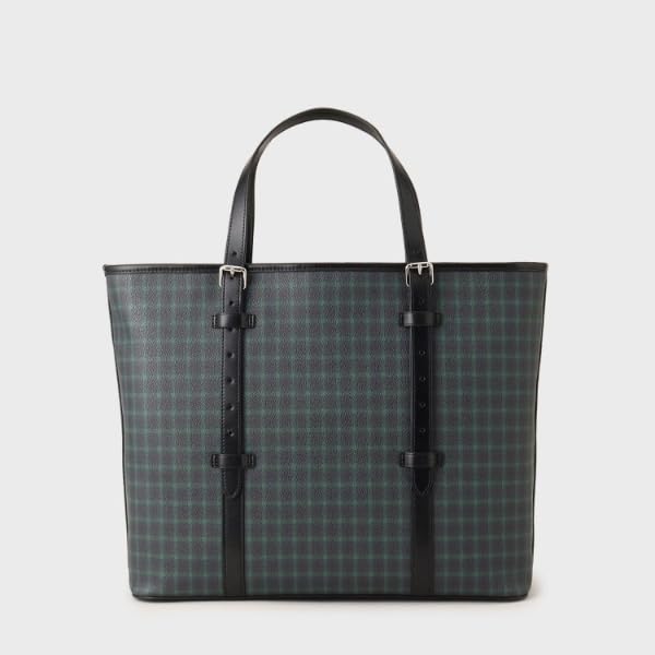 Takeo Kikuchi Gun Club Check Print Tote Bag, 07009327, Men's, Navy (294) 00