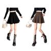 Black Wool Blend Women's A-line Short Skirt - 2026 Autumn/Winter Hip-hugging, Fluffy, Petite, Versatile Umbrella Skirt