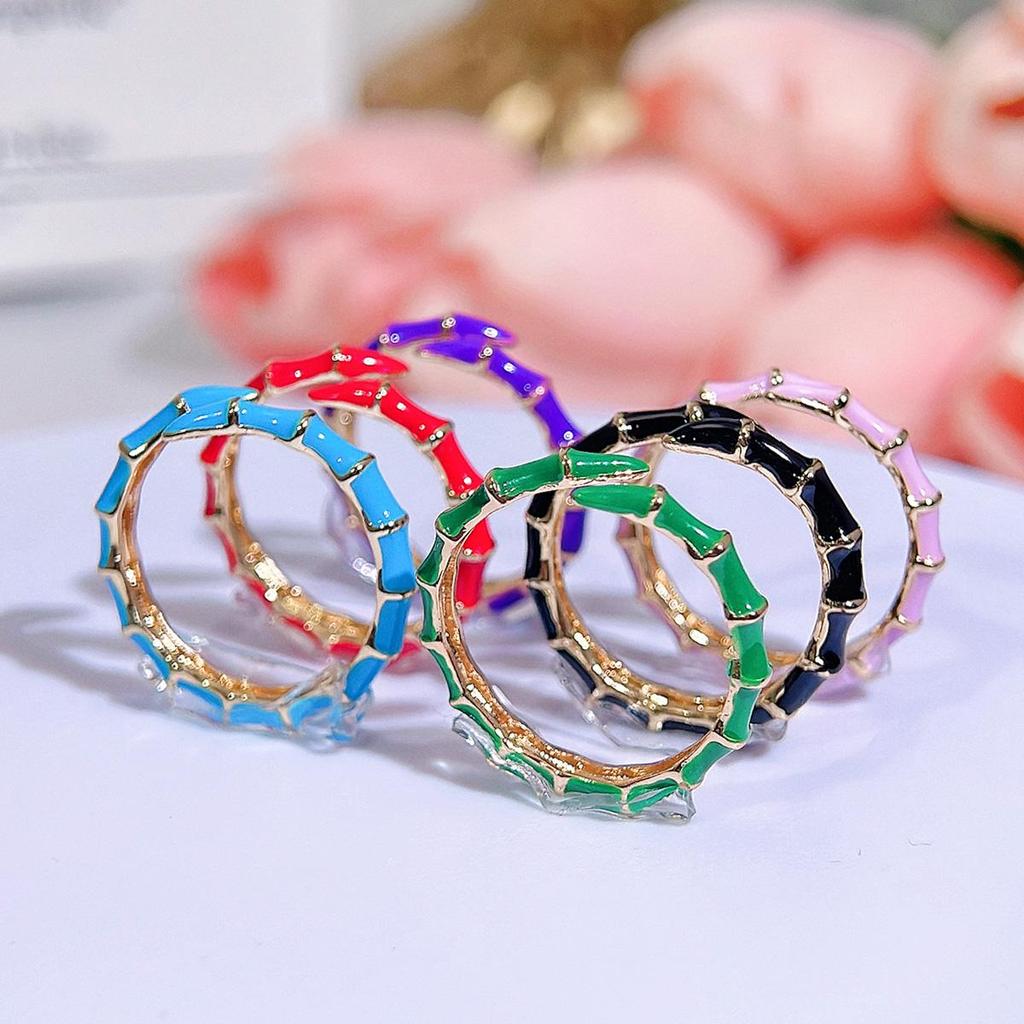 CMM European Texture Populární šperky Temperament Vícebarevný výběr Bambus Drop Glaze Móda Osobnost Nastavitelný otevírací kroužek