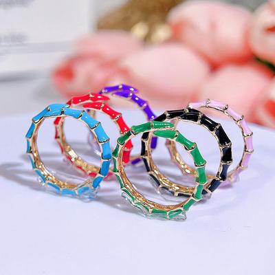 CMM European Texture Popular Jewelry Temperament Multicolor Selection Bamboo Drop Glaze Fashion Personality Adjustable Opening Ring