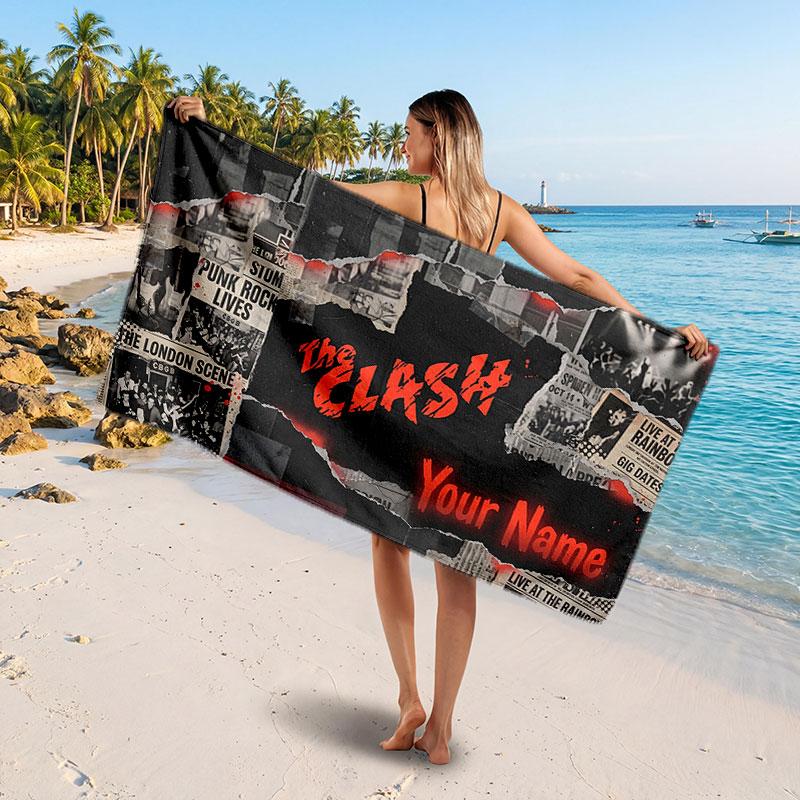 The Cure Customized Name Text Beach Towel, Soft Absorbent Towel Beach Pool Travel Personal Gift