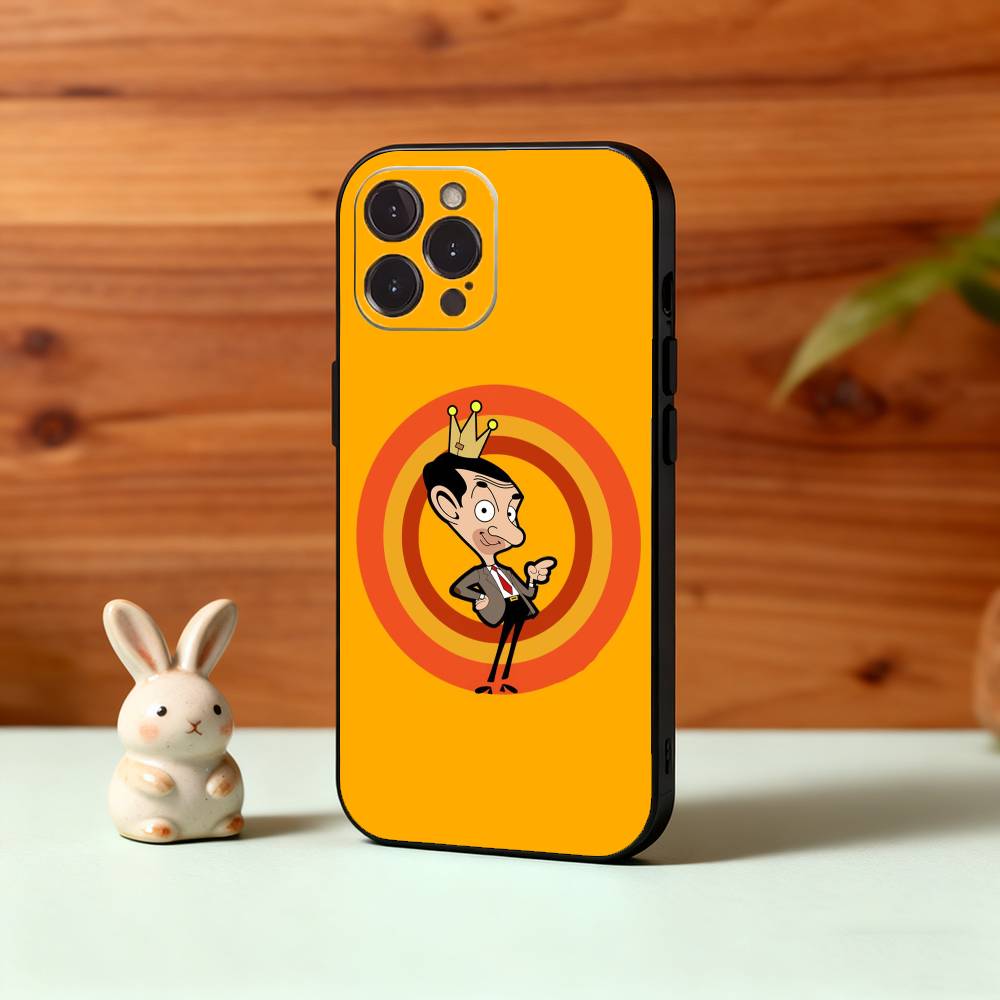 1PC Classic M-Mr B-Bean Funny Phone Case For iPhone17,16,15,14,13,12Plus,Pro Max,XS,5G Soft Silicone Black Cover