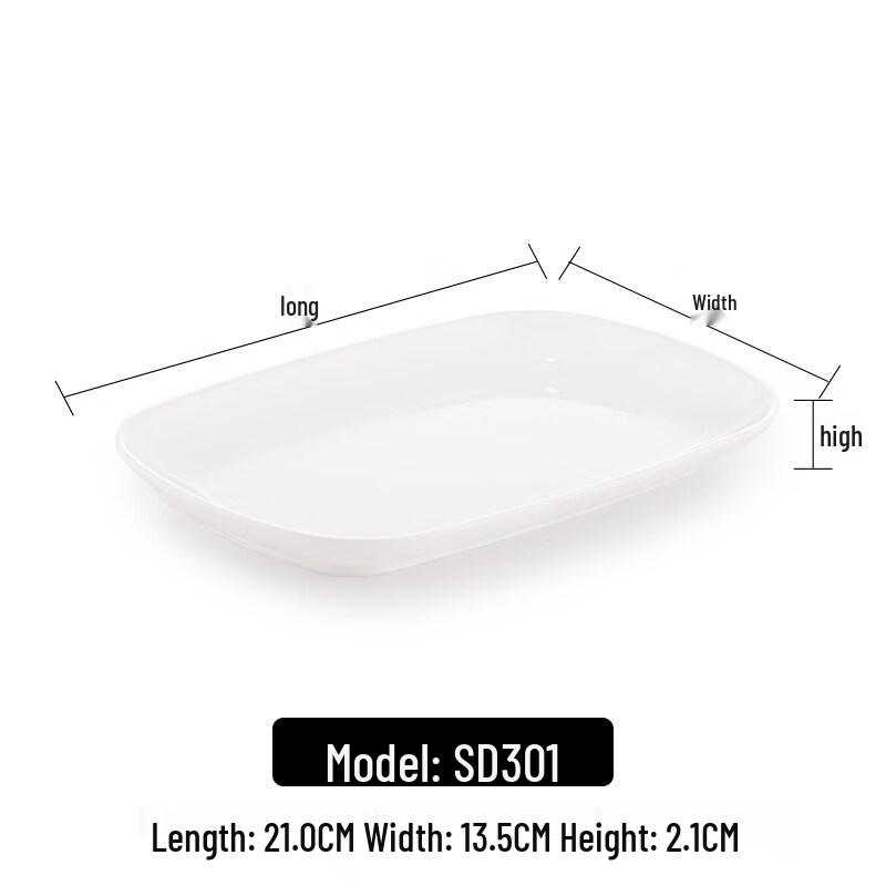 White Rectangular 3-Compartment Melamine Dining Plate