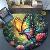 Butterfly Garden Round Area Rug,Carpet Rug for Living Room Bedroom Sofa Playroom Decor,Non-slip Floor Mat