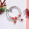 Christmas Themed Stainless Steel Bracelet For Girls With Snowflake Reindeer Crystal Beads And Tree Charm Gift