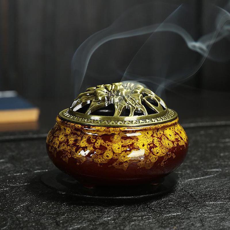 Ceramic Plate Incense Burner for Home Aromatherapy - Suitable for Bathroom, Bedroom, or Living Room.