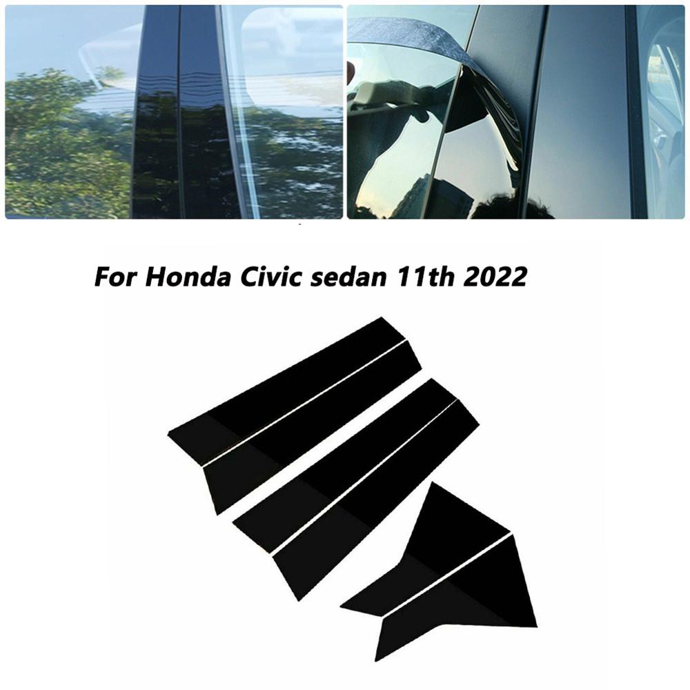 

NEW 6Pcs Black Window BC Pillar Posts Trim Cover For Honda Civic sedan 11th 2022
