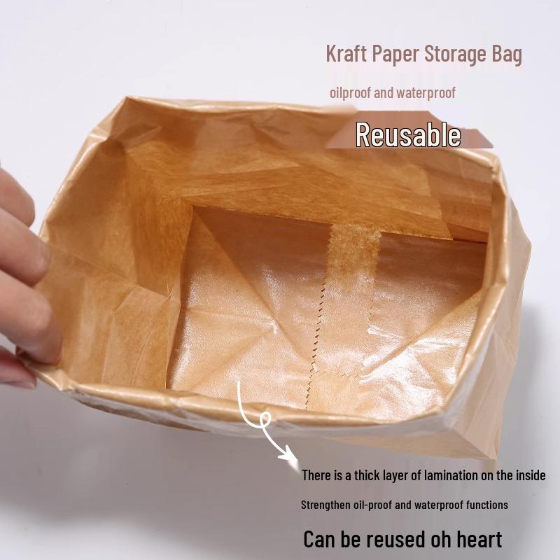 Wasserdichte Aufbewahrungstasche aus Kraftpapier: Ölfest, verdickt für Kühlschrank-Obst, Gemüse, Brot und Takeaway-Verpackung.