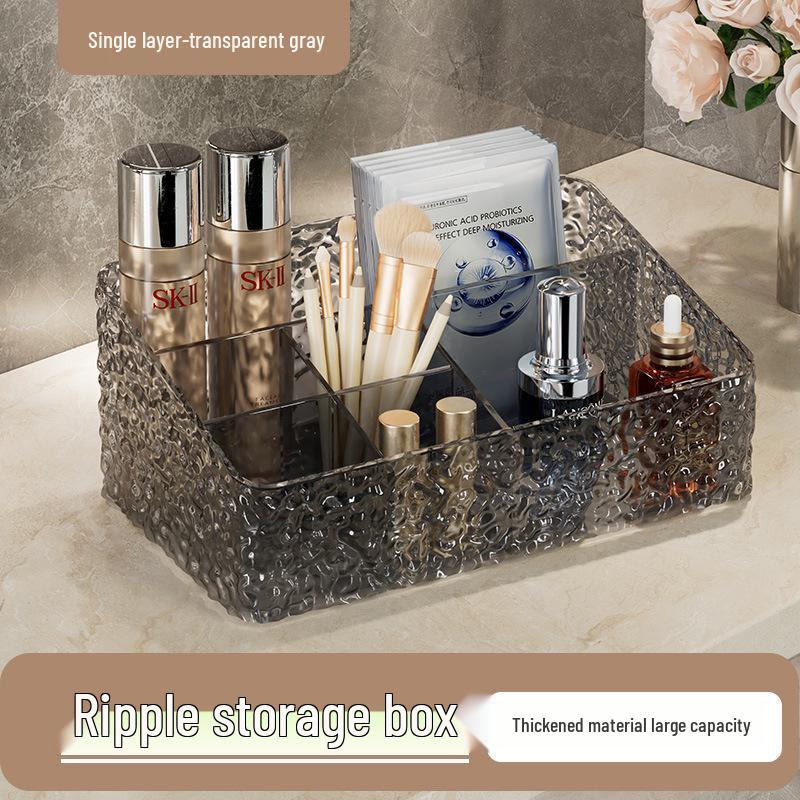 Cutie de Depozitare Cosmetice de Lux cu Valuri: Organizator trapezoidal pentru pensule de machiaj, rujuri și farduri de pleoape