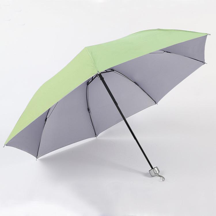 Silver Triple-Fold 7-Rib UV-Protection Sunshade Umbrella with Custom Printing