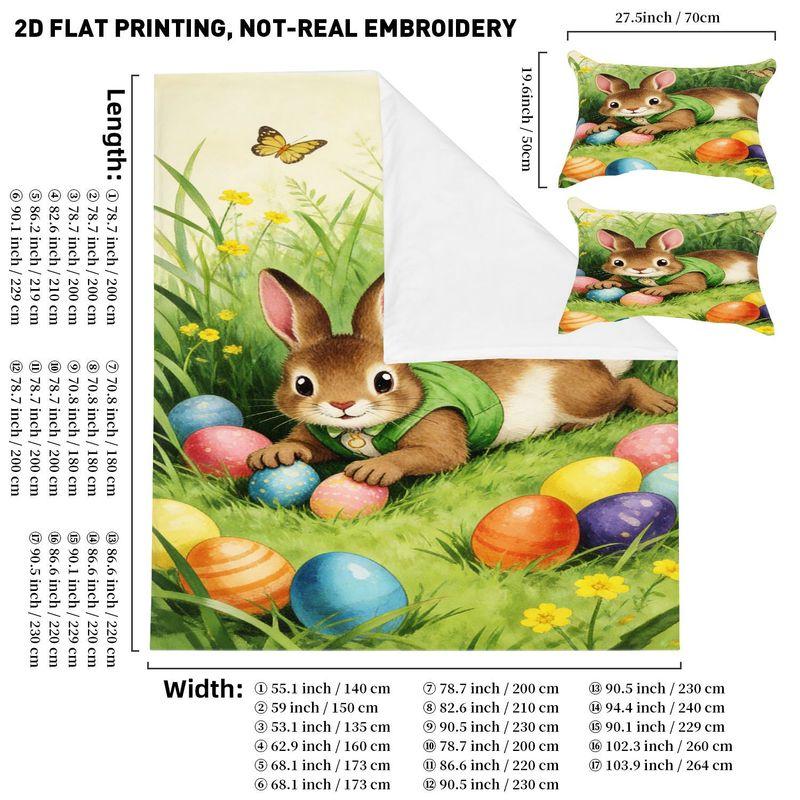 Bedding Pillowcase Quilt Cover 3-Piece Set Rabbit, Easter Egg Pattern, Easter Home Decoration