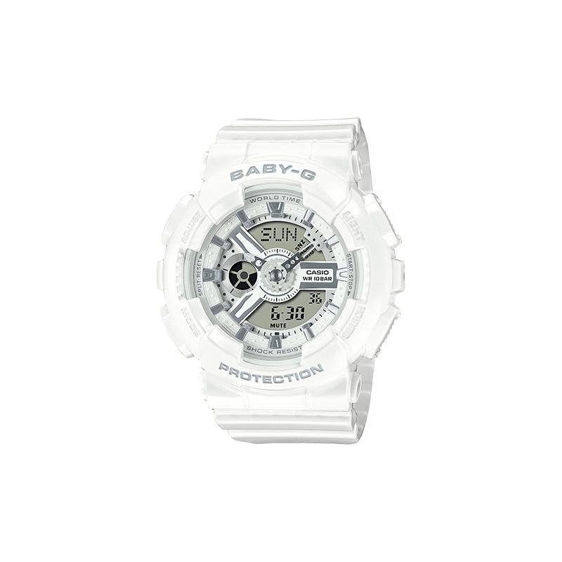 Casio BABY-G Women s Quartz Watch Resin Strap Fully Automatic Calendar 100 Meters Waterproof Quartz Movement Resin Strap Japanese and BA-110X-7A3JF белый