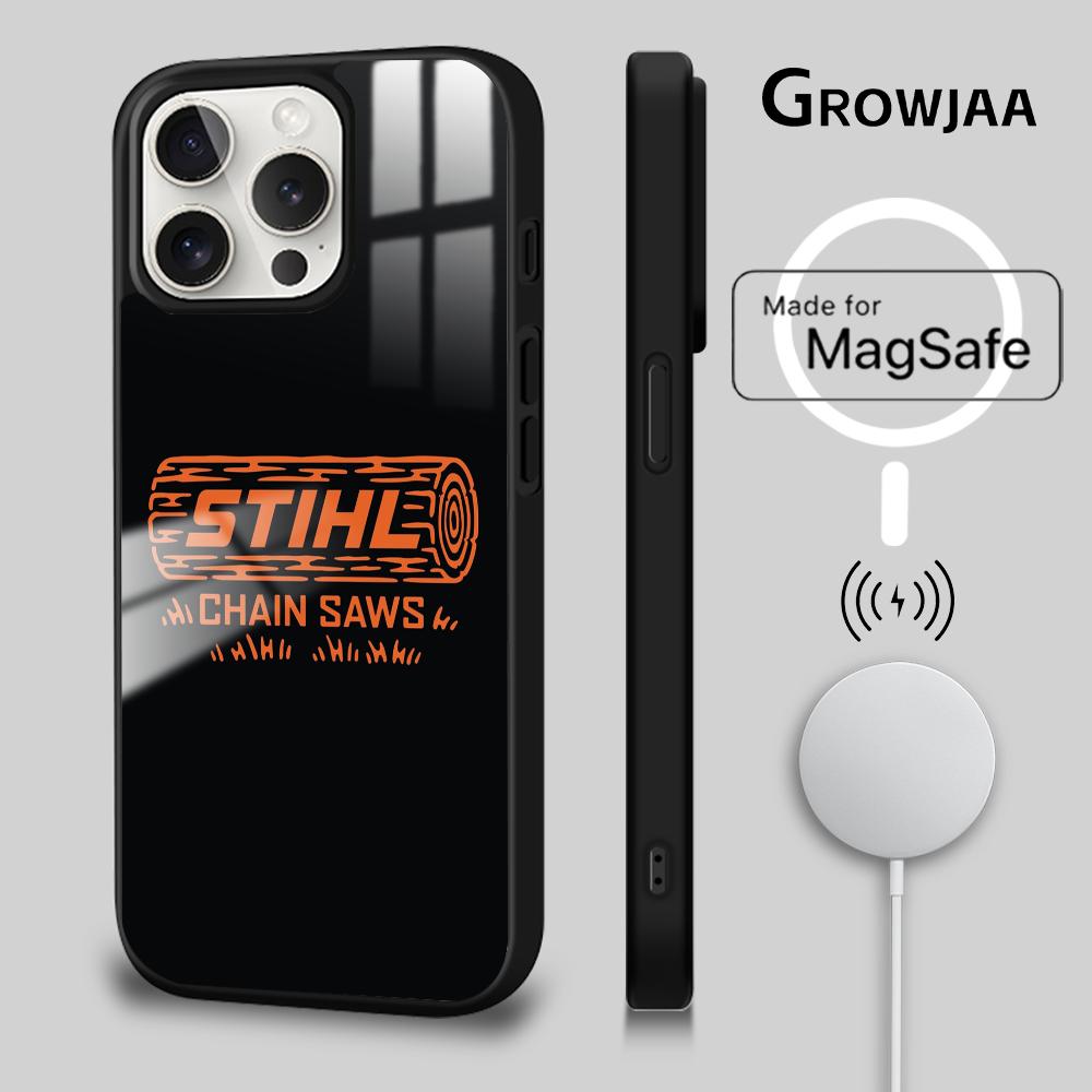 Funda de Teléfono Magnética con Logo de Motosierra S-STIHLs Para iPhone 16 15 14 13 12 11 Pro Max Plus Mini Magsafe Cubierta de Carga Inalámbrica