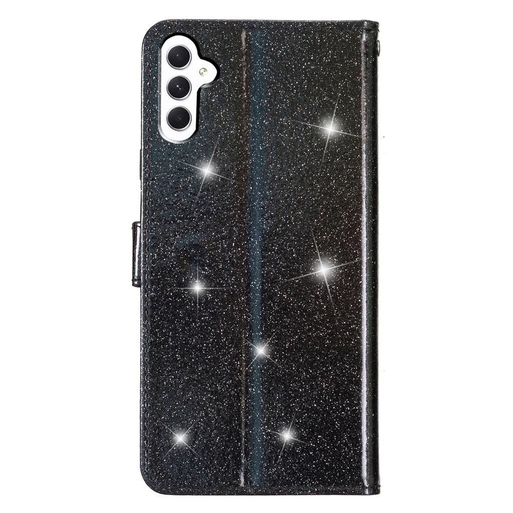 For Samsung Galaxy A25 5G (Global) (161.0 X 76.5 X 8.3mm) Glittery PU Leather Case Wallet Stand Anti-scratch Phone Cover