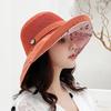 Women's Summer Basin Hat Sun Hat Sun Protection Knitted Versatile Hats Mesh Fisherman Big Hat Brim Mesh Breathable Caps