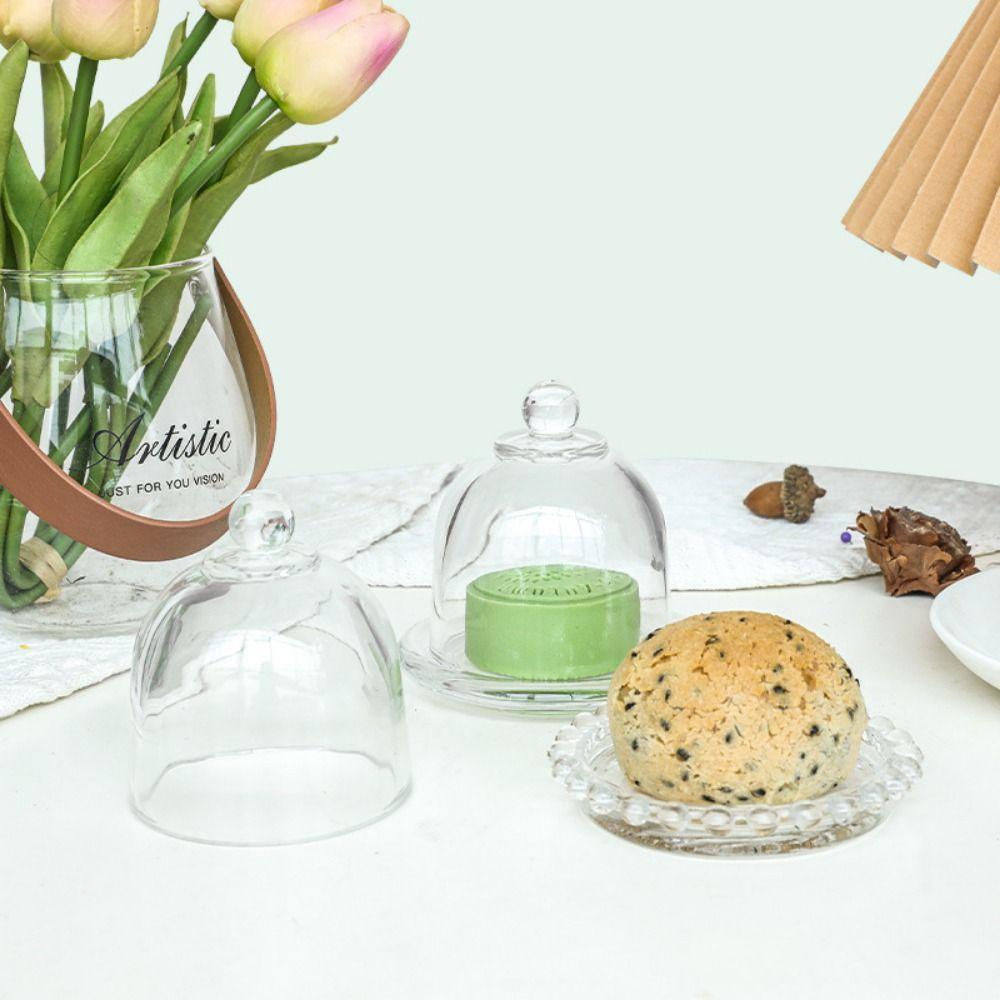 Glass Craft Cake Serving Tray With Lid Dessert Table Ornaments Dessert Storage Stand Birthday