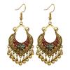 Bohemian Women Flower Bells Tassel Enamel Hook Earrings Party Banquet Jewelry