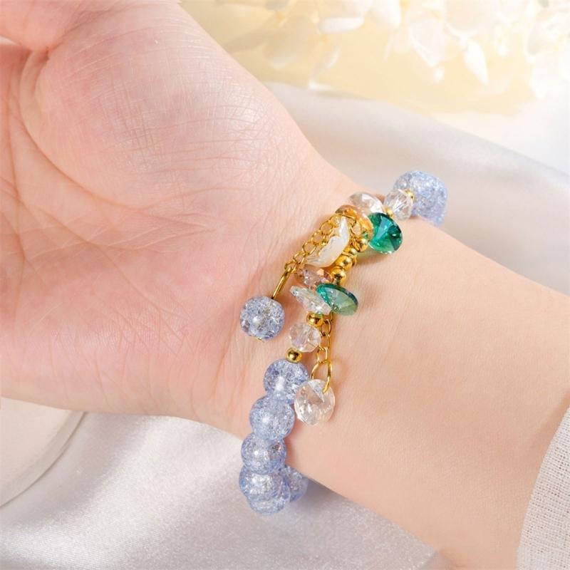 Colorful Flower Bracelet Elastic Bracelet Women Bracelet Beads Bracelet Wrist Jewelry Perfect for Party Wedding Gift