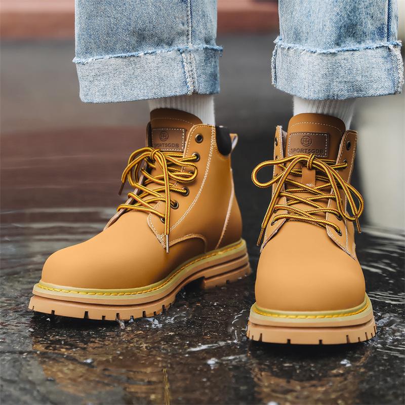 Martin boots men's summer breathable mid-rise kick not bad rhubarb boots men's high-top thick-soled tooling boots 3455-J