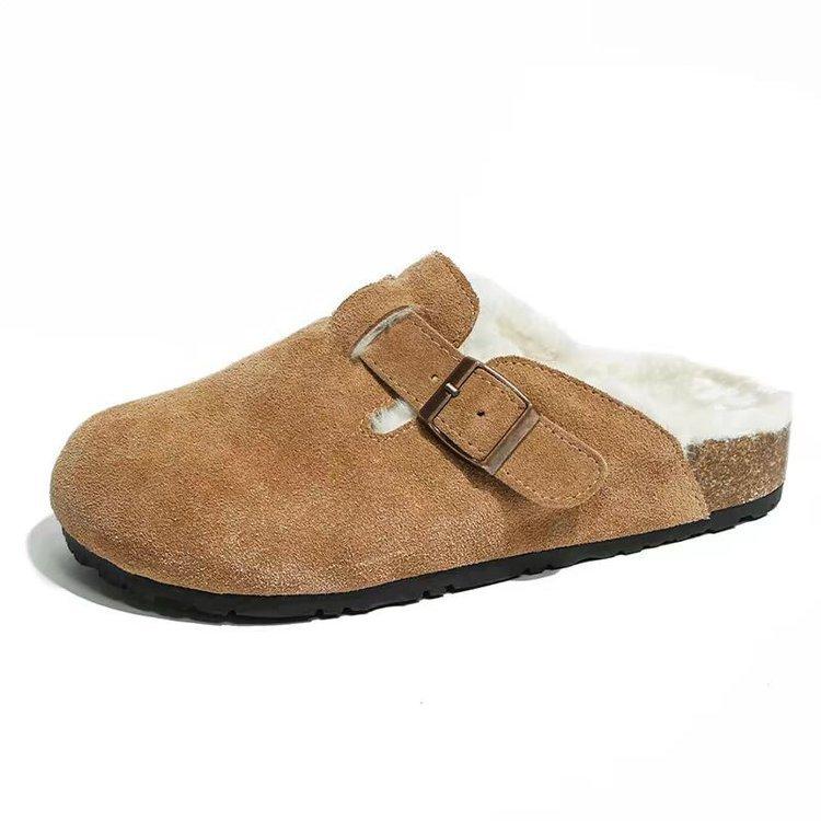 

Fleece Boken shoes women s 2025 new winter outdoor warm fluffy shoes platform sole one pedal bag head cotton slippers 41