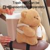 Cute Bear Car Tissue Box & Trash Can 2-in-1 Plush Multi-Functional Organizer Universal Auto Interior Decor for SUV Truck Van