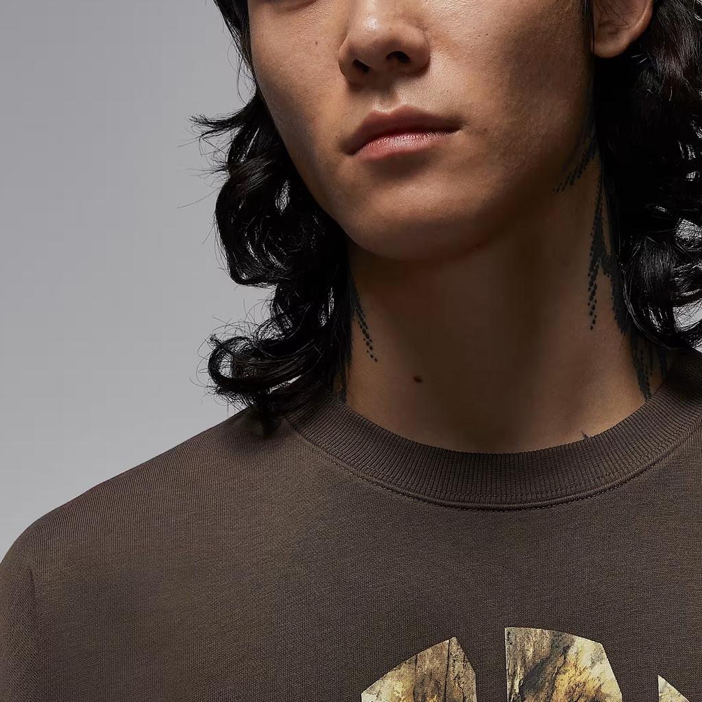 Jordan Sudadera de cuello redondo Brooklyn Realtree de color sólido simple con letras para hombre, marrón barroco vela IM6305237